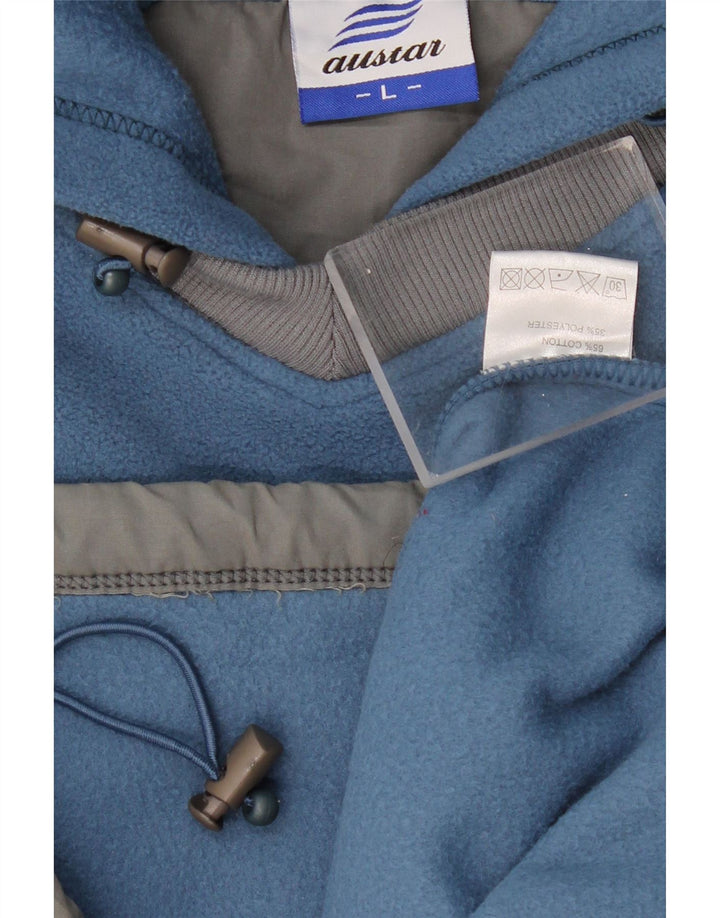 Suéter masculino VINTAGE com capuz e estampa de lã grande poliéster azul