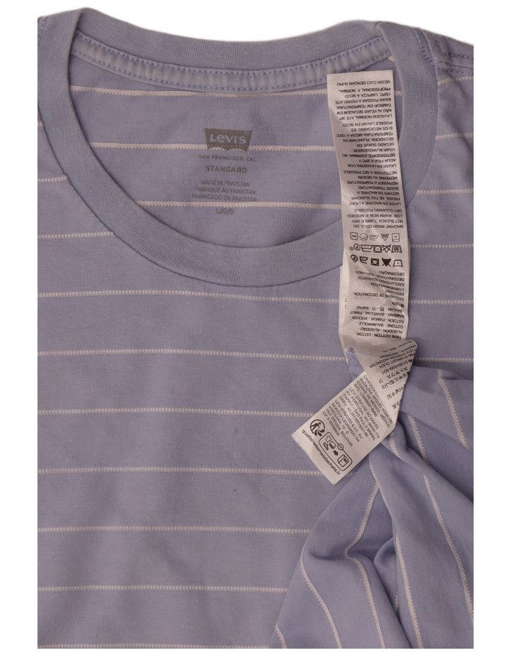 Camiseta masculina padrão Levi's Top grande de algodão listrado azul