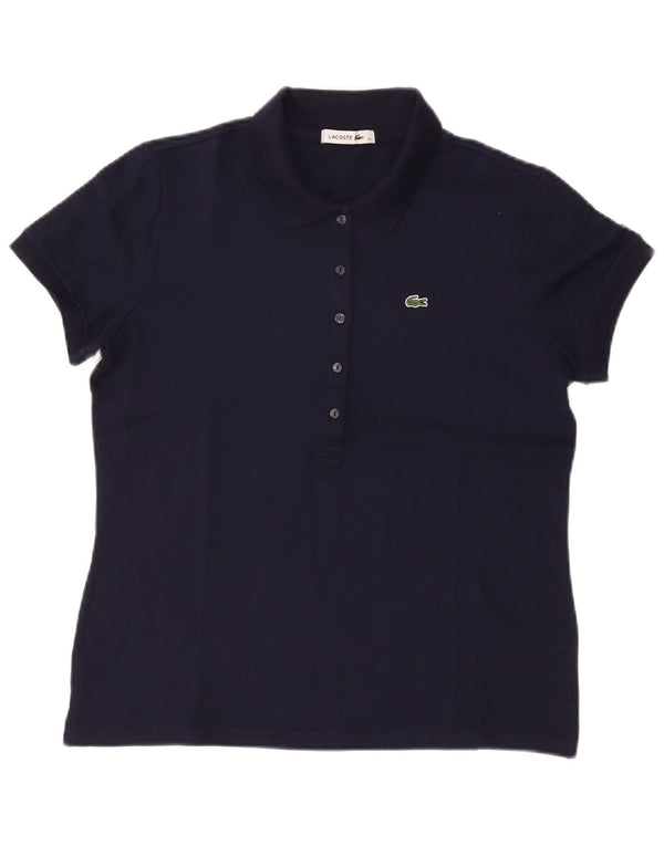 Camisa polo feminina LACOSTE tamanho 46 XL azul marinho algodão
