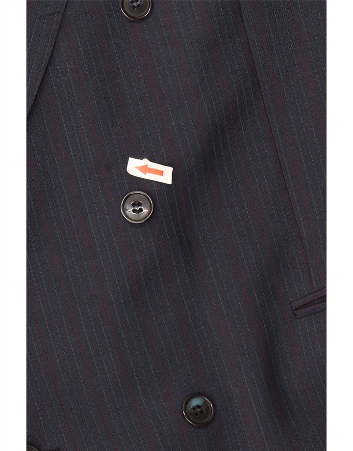 Jaqueta blazer masculina Monti com peito duplo IT 56 3XL lã listrada azul marinho