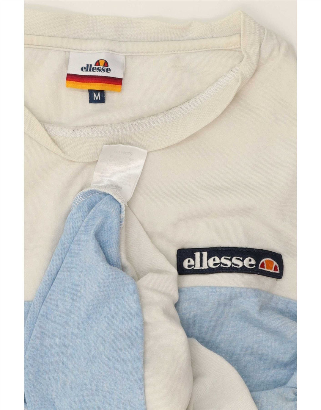 Camiseta masculina Ellesse Top médio branco colorblock algodão