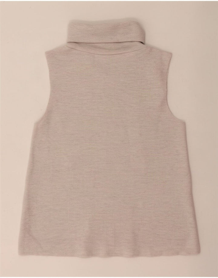 Zara Womens Crop Vest Top UK 10 Pequeno Poliéster Bege