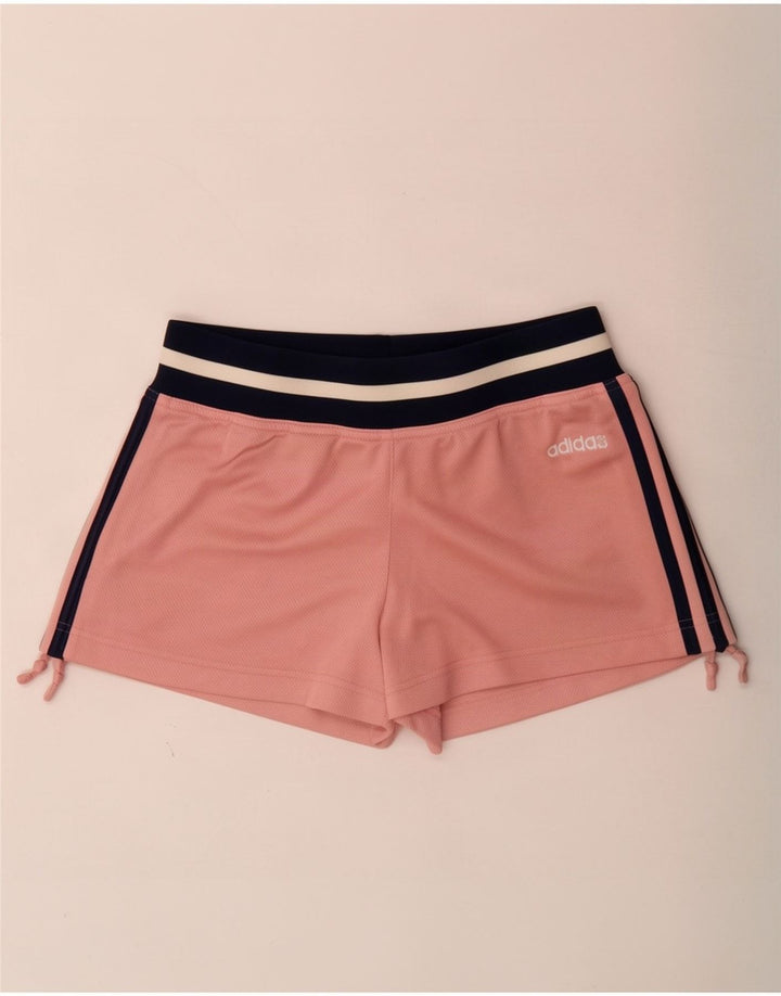 Shorts esportivos femininos Adidas UK 12 poliéster colorblock rosa médio