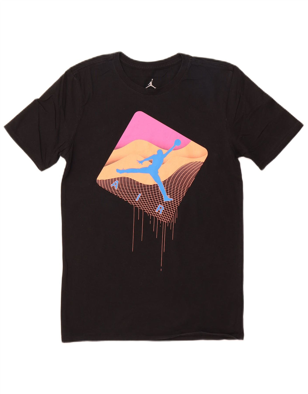 Camiseta masculina NIKE com estampa gráfica pequena de algodão colorido preto