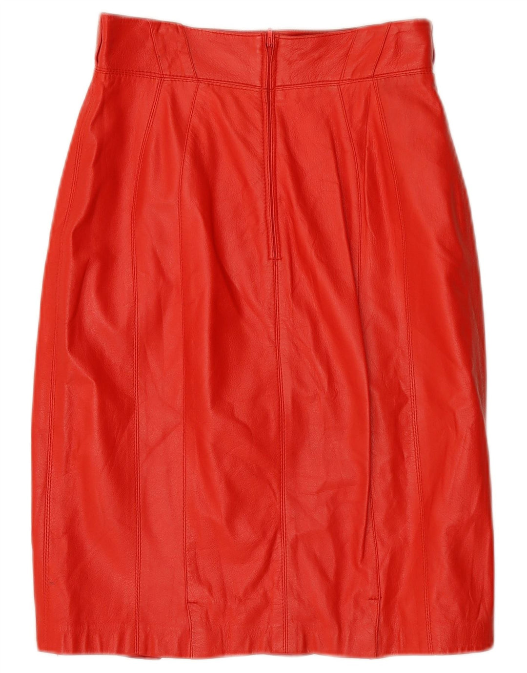 Saia de couro feminina vintage IT 42 médio W26 couro vermelho