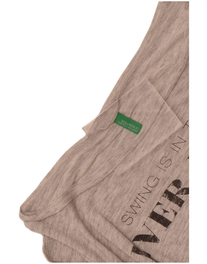 Camiseta feminina gráfica Benetton UK 14 cinza médio manchado