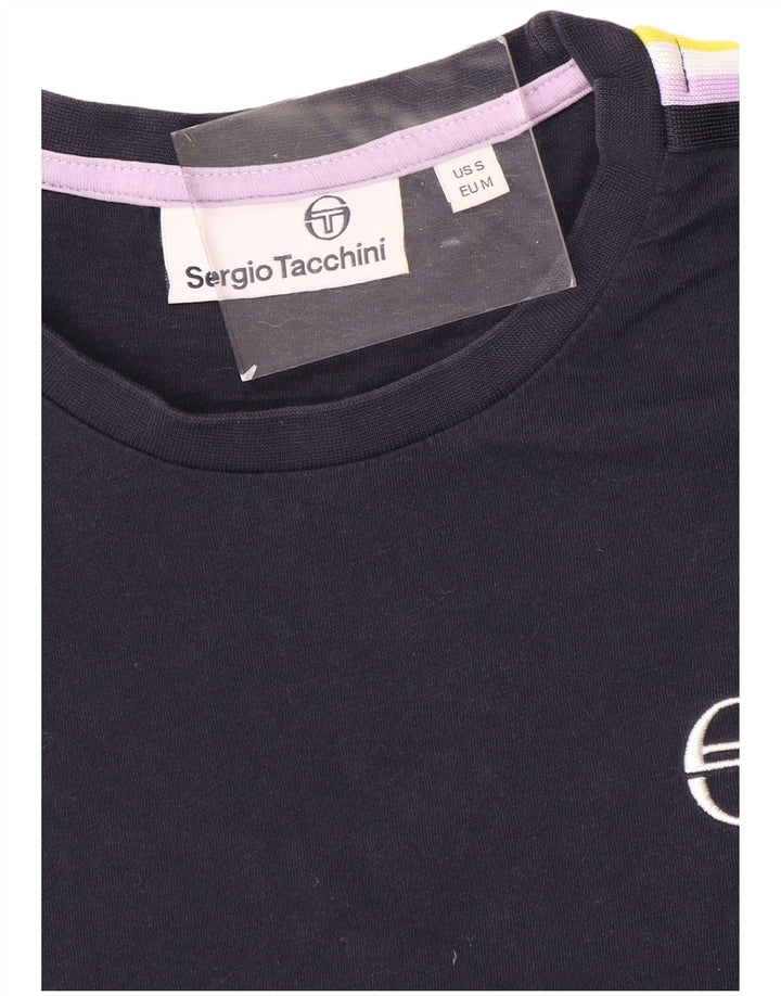 SERGIO TACCHINI Camiseta masculina top pequeno bloco colorido azul marinho