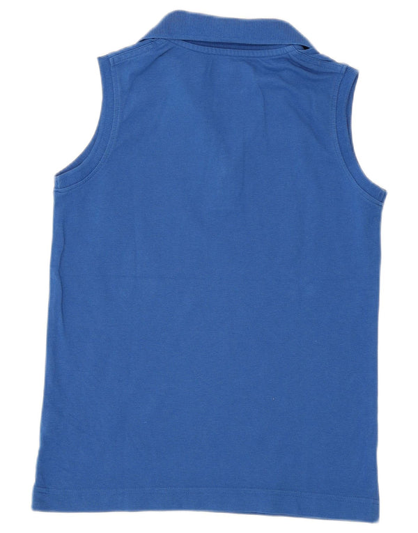 Camisa polo feminina sem mangas Kappa UK 10 pequeno algodão azul