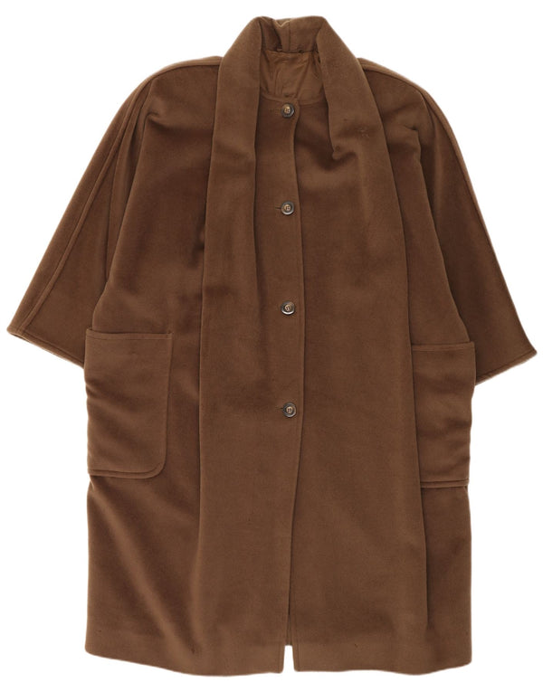 Sobretudo oversized feminino Max Mara Reino Unido 12 lã marrom médio