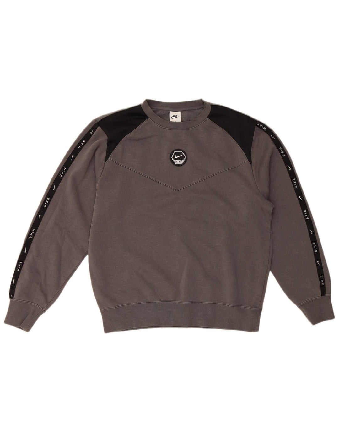 Moletom gráfico masculino Nike Jumper cinza médio algodão colorblock