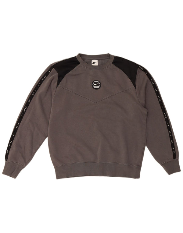Moletom gráfico masculino Nike Jumper cinza médio algodão colorblock
