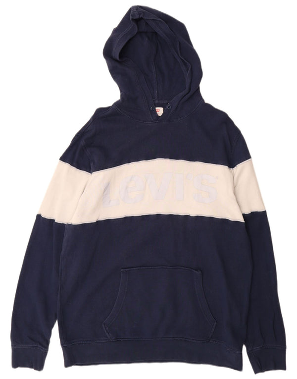 Moletom com capuz gráfico masculino Levi's XL azul marinho algodão colorblock