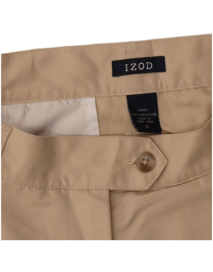 IZOD Shorts Chino Feminino Pegged US 6 Médio W28 Poliéster Bege