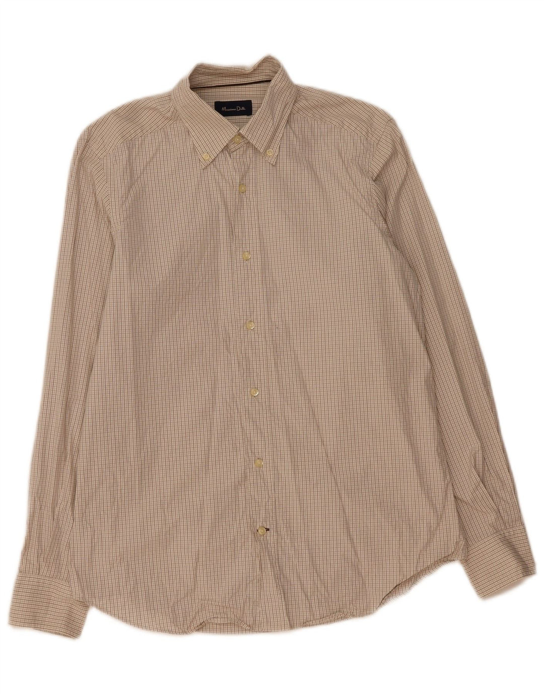 Camisa masculina MASSIMO DUTTI algodão xadrez bege médio
