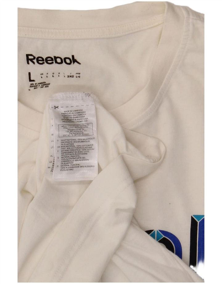 Camiseta masculina gráfica REEBOK grande algodão branco