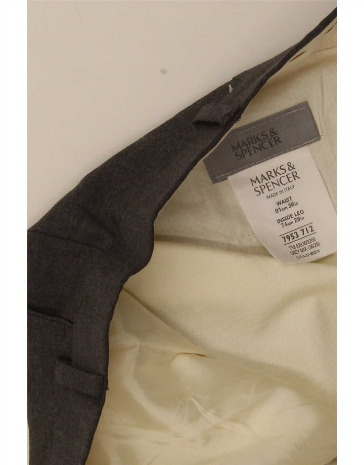 Calça masculina Marks & Spencer Crop Suit W36 L24 Lã Cinza