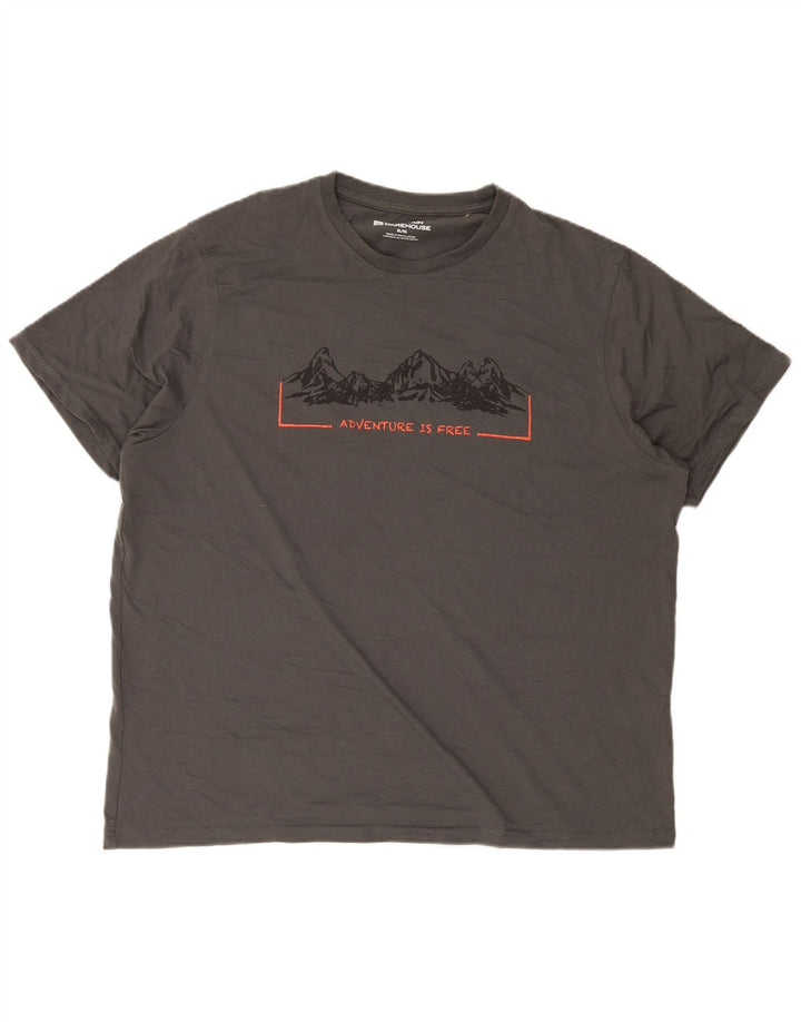 Camiseta gráfica masculina Mountain Warehouse Top XL algodão cinza