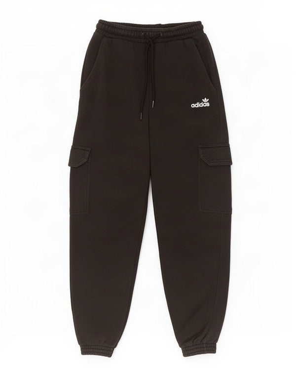 Adidas Womens Cargo Tracksuit Calças Joggers UK 4 XS Algodão Preto