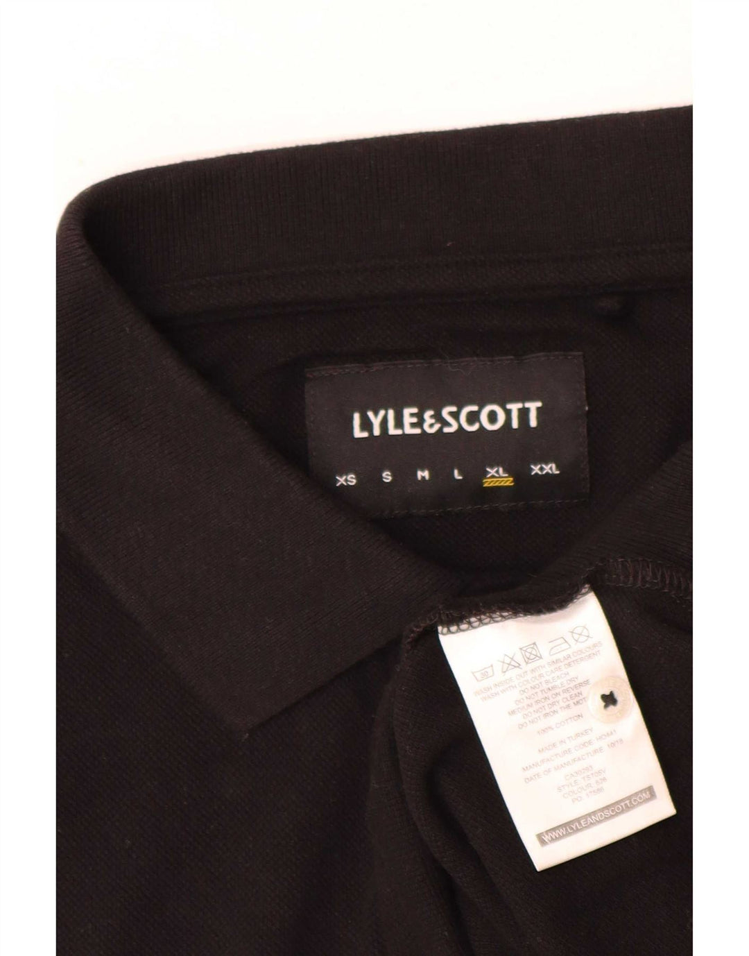 Camisa polo masculina Lyle & Scott XL de algodão preto