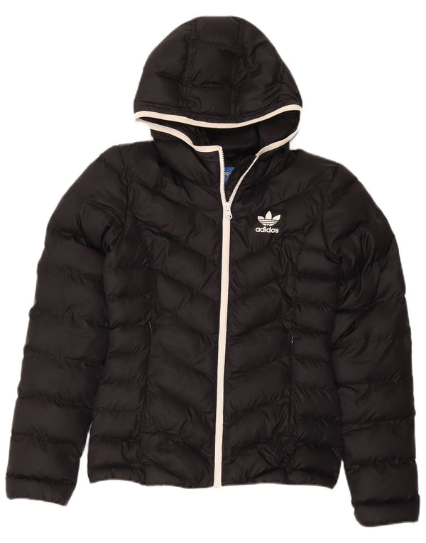Casaco acolchoado com capuz feminino Adidas UK 6 XS preto poliéster