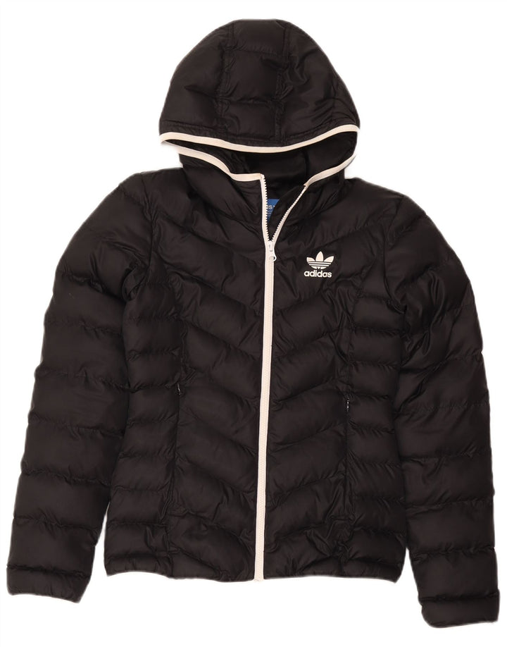 Casaco acolchoado com capuz feminino Adidas UK 6 XS preto poliéster