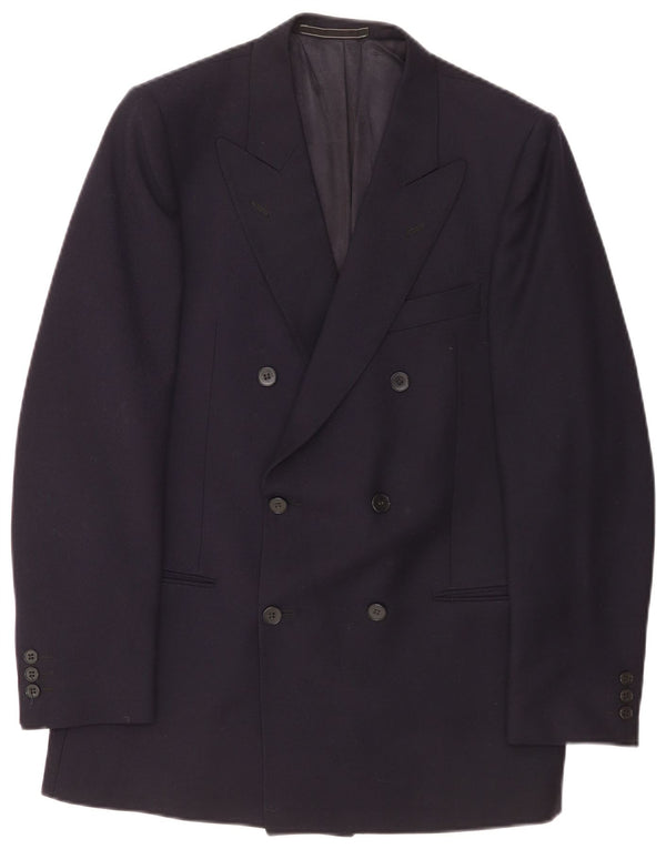 Jaqueta blazer masculina Facis com peito duplo IT 50 grande lã azul marinho
