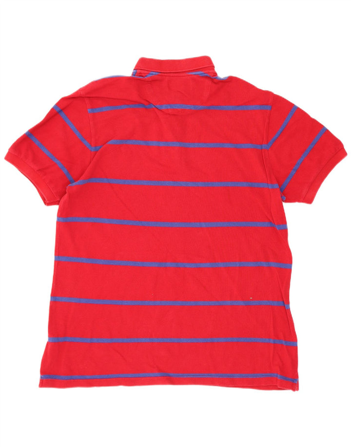 Camisa polo masculina Chaps de algodão listrado vermelho médio