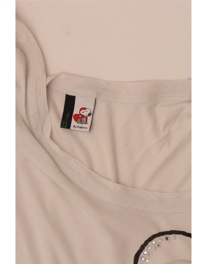 Camiseta feminina Benetton Peanuts Graphic UK 12 Médio Branco
