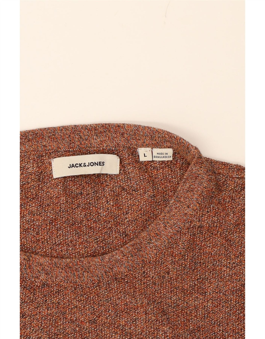 JACK & JONES Mens Crew Neck Jumper Sweater Large Brown Flecked Cotton Vintage Jack & Jones and Second-Hand Jack & Jones from Messina Hembry 