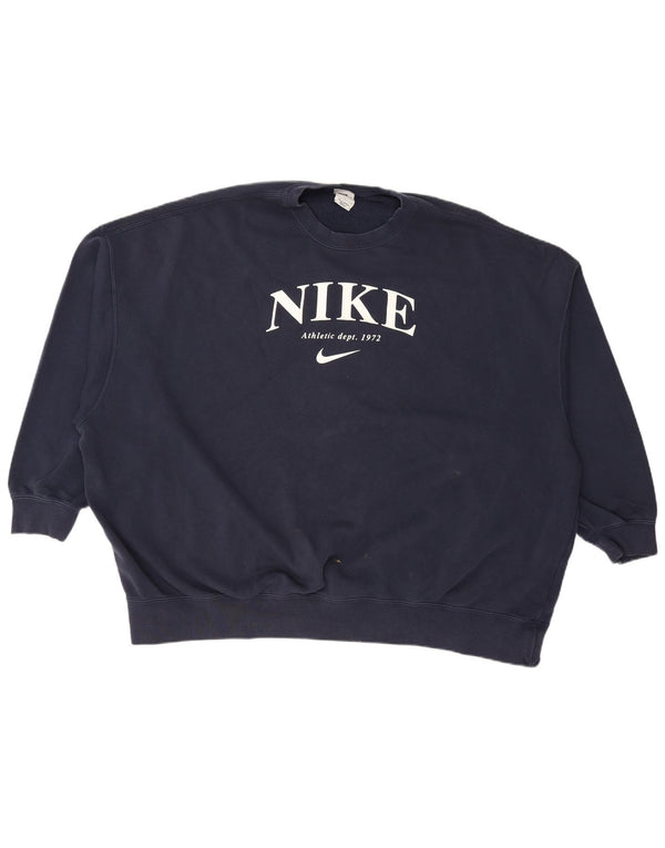 NIKE feminino oversized gráfico moletom jumper UK 16 grande azul marinho