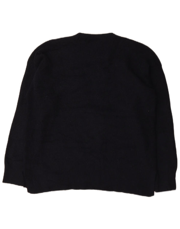 Suéter masculino Marks & Spencer com gola redonda, viscose azul marinho grande