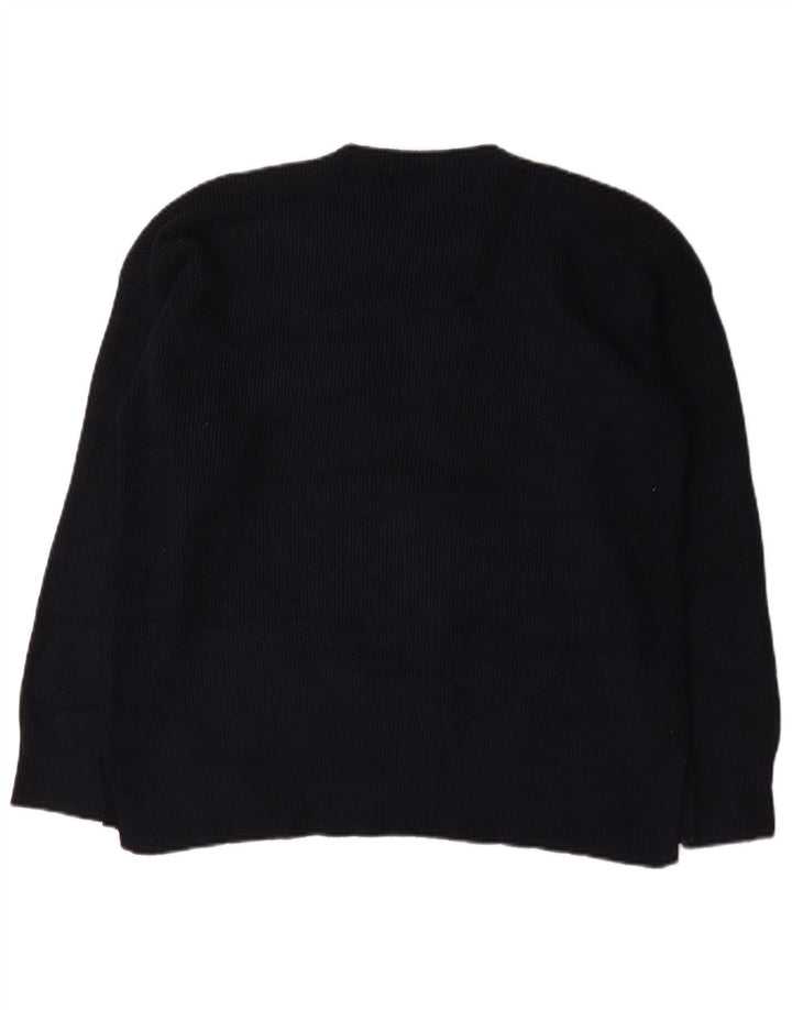 Suéter masculino Marks & Spencer com gola redonda, viscose azul marinho grande