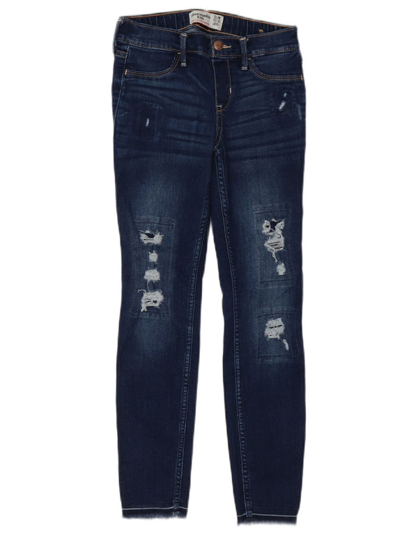 Jeans skinny desgastados para meninas Abercrombie & Fitch 11-12 anos W24 L25 azul marinho