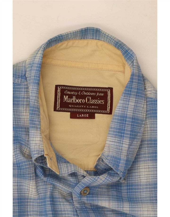 Camisa masculina Marlboro Classics grande xadrez azul