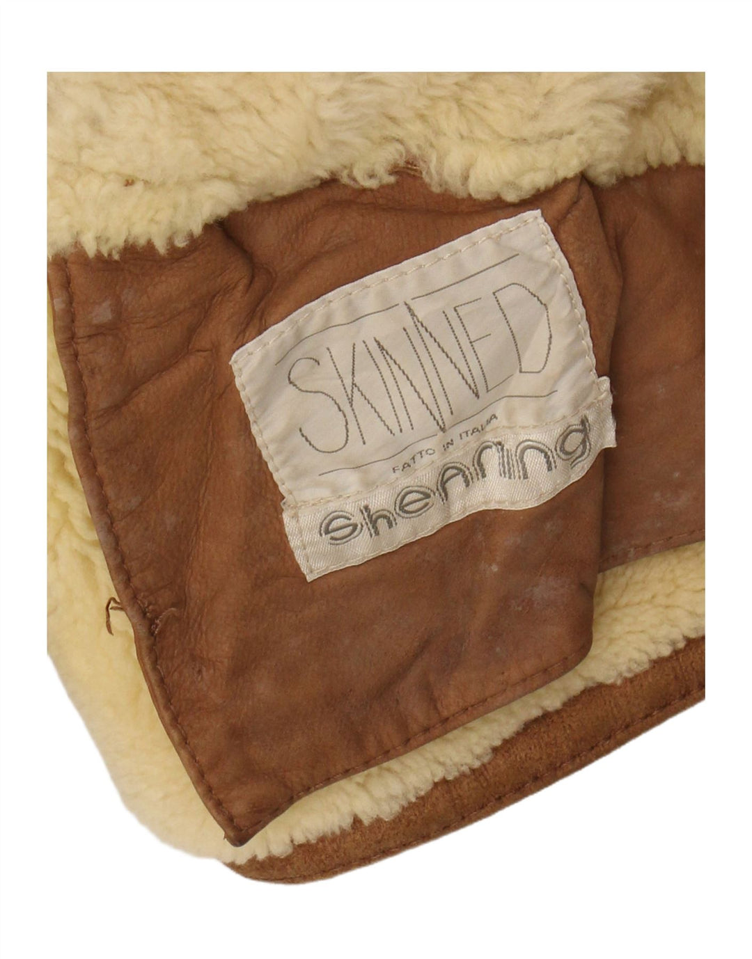 Jaqueta vintage masculina de peito duplo shearling Reino Unido 20 2XL marrom shearling