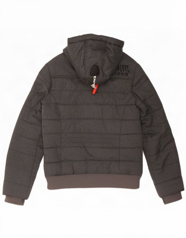 Jaqueta acolchoada com capuz feminina Superdry UK 10 poliéster cinza pequeno
