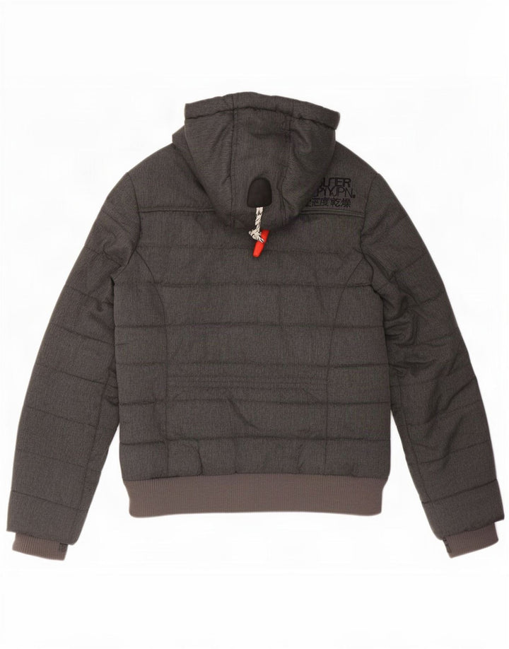 Jaqueta acolchoada com capuz feminina Superdry UK 10 poliéster cinza pequeno