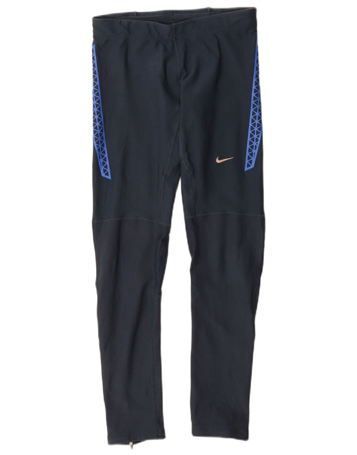 Leggings Nike Womens Dri Fit UK 8 Pequeno Poliéster Geométrico Azul Marinho