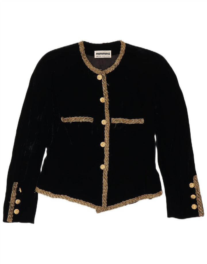 Jaqueta blazer feminina MIMMINA crop 5 botões Reino Unido 12 médio preto