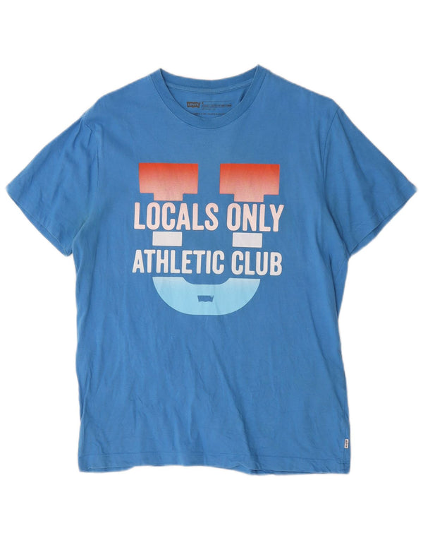 Camiseta masculina Levi's Standard Fit gráfica top médio azul algodão