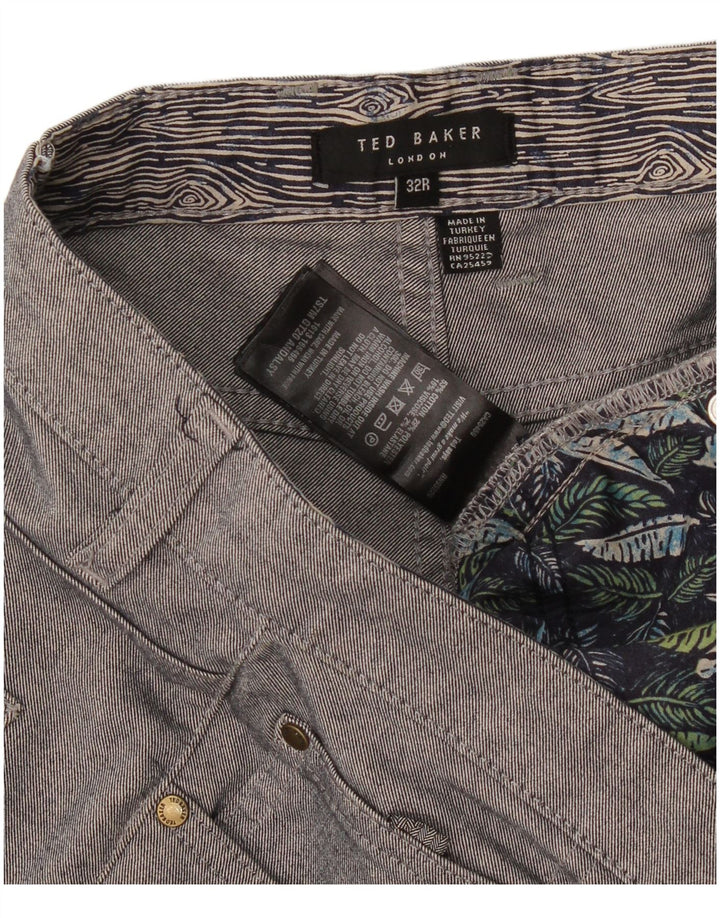 Calça casual slim masculina Ted Baker W32 L30 algodão cinza