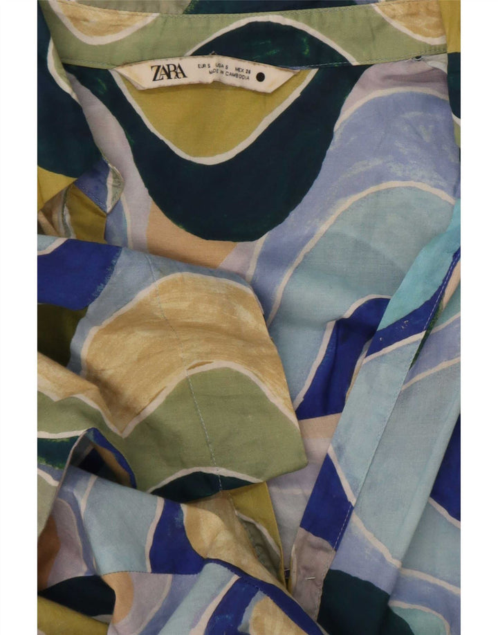 Zara Túnica feminina oversized com padrão abstrato Reino Unido 10 pequena multicolorida