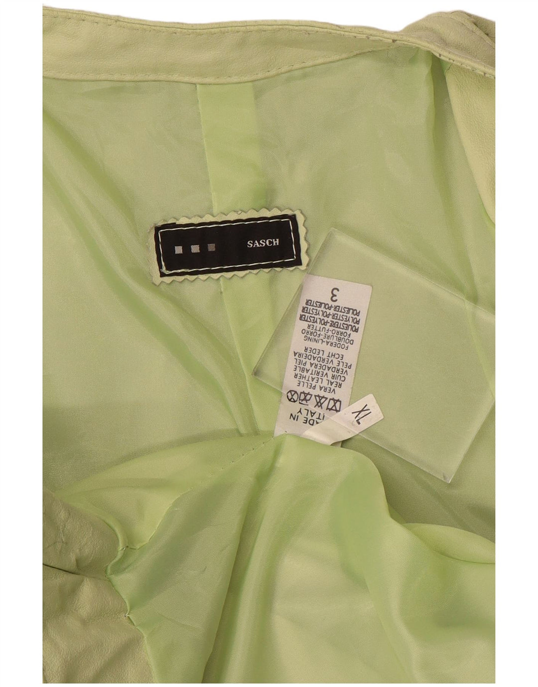 Jaqueta feminina de couro Sasch UK 18 XL couro verde
