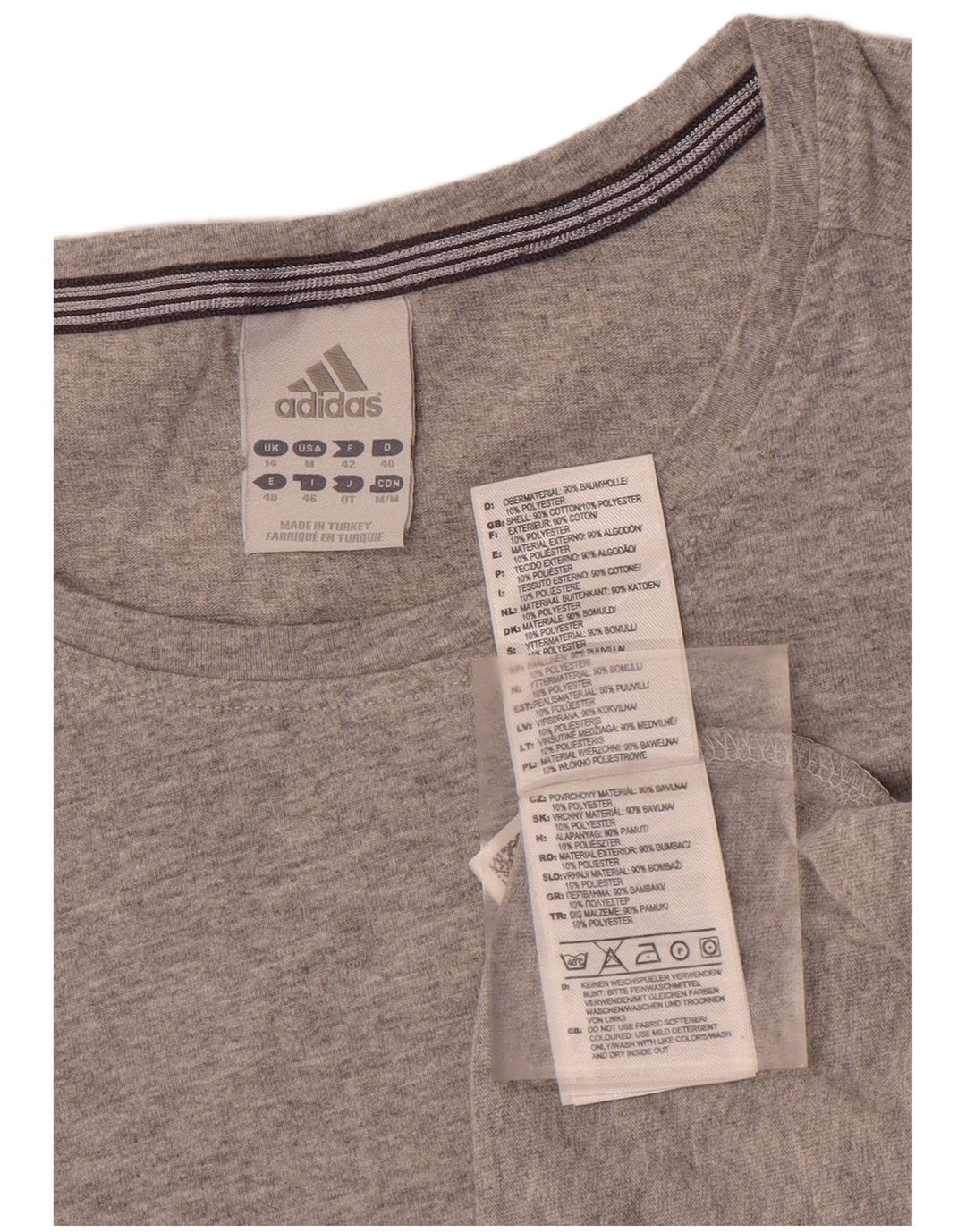 Camiseta feminina ADIDAS UK 14 algodão cinza médio