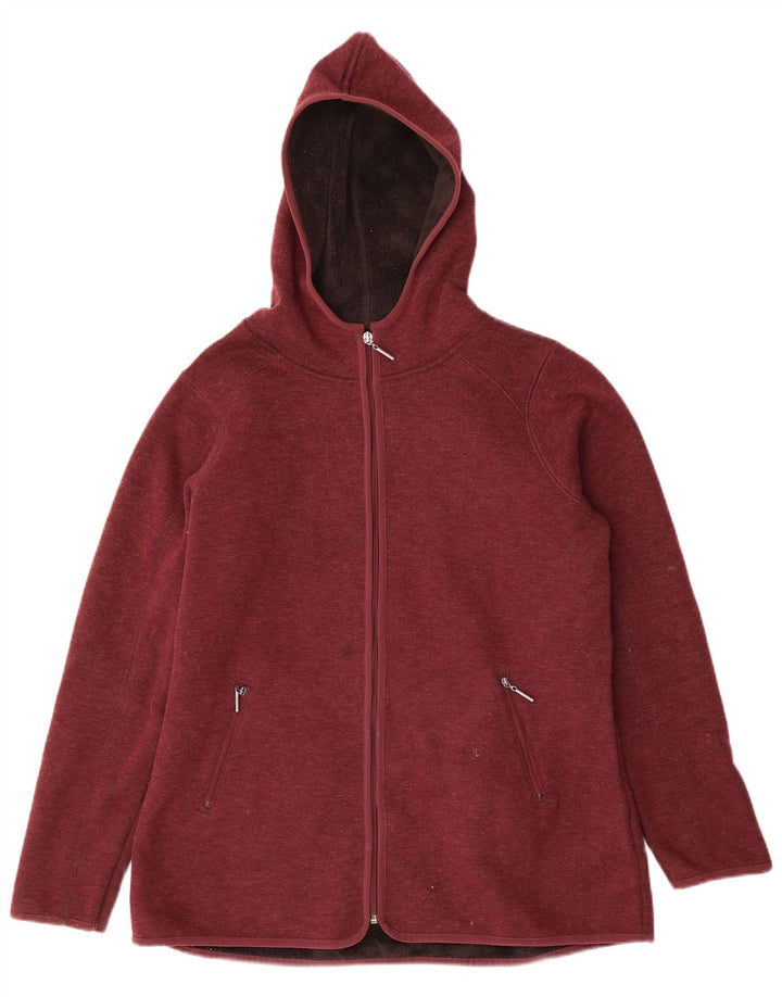 Suéter feminino Marks & Spencer com capuz e zíper Reino Unido 16 grande poliéster cor de vinho