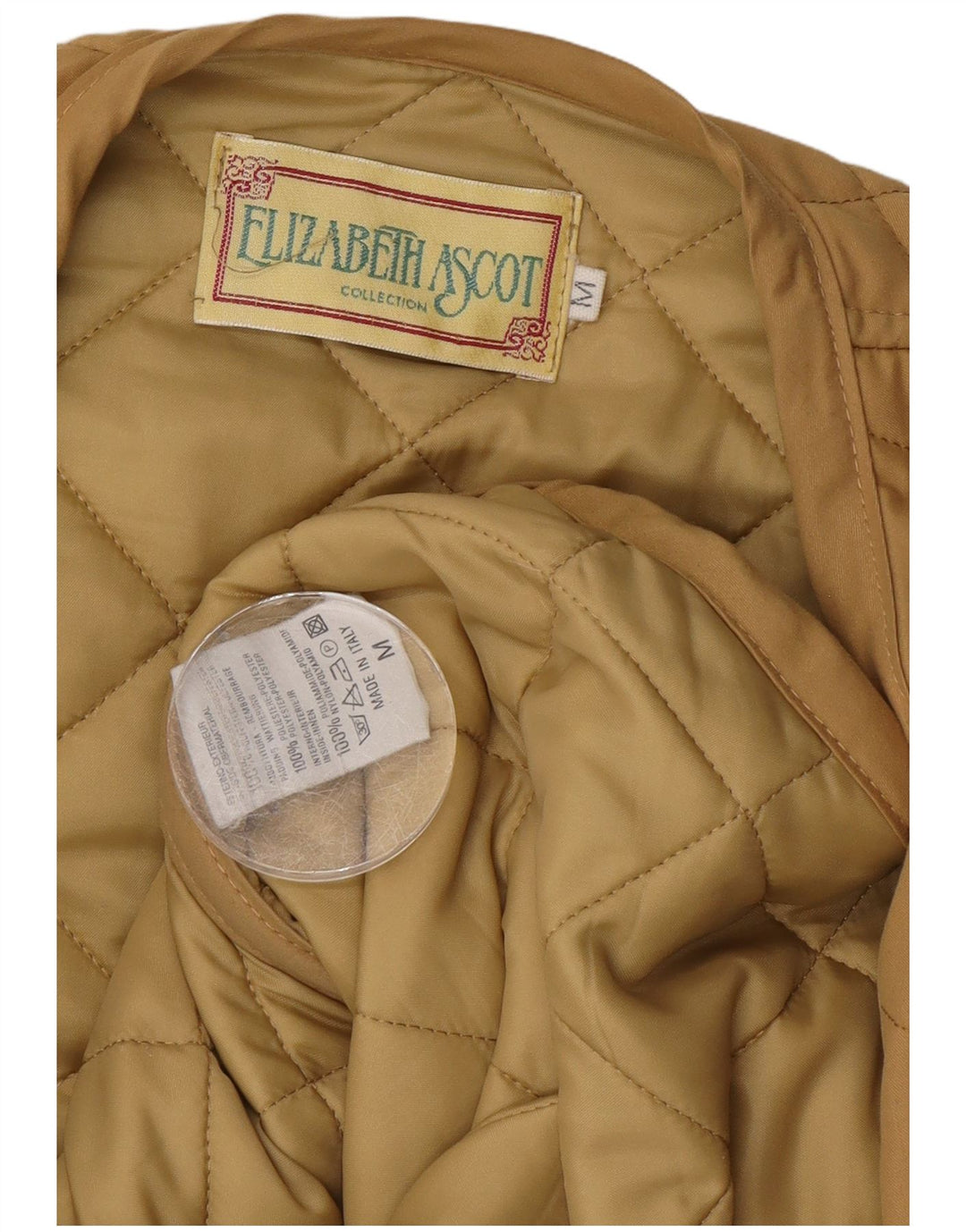 Colete acolchoado feminino Elizabeth Ascot UK 14 poliéster bege médio