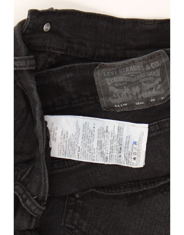 Levi's Meninos 511 Slim Jeans 15-16 Anos W29 L31 Algodão Preto