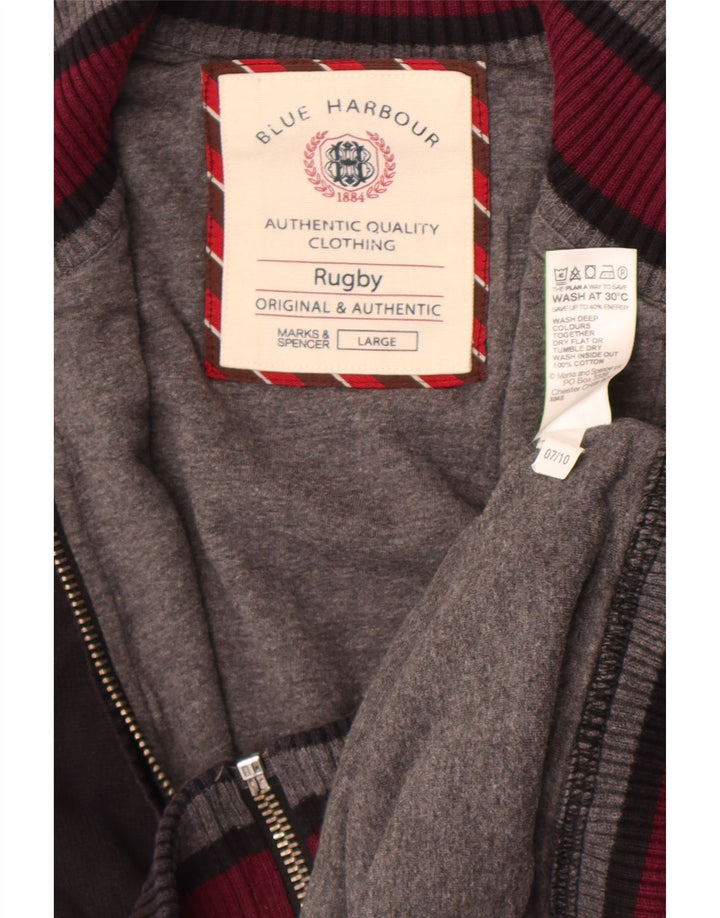 Suéter cardigã masculino de rugby Marks & Spencer grande algodão preto