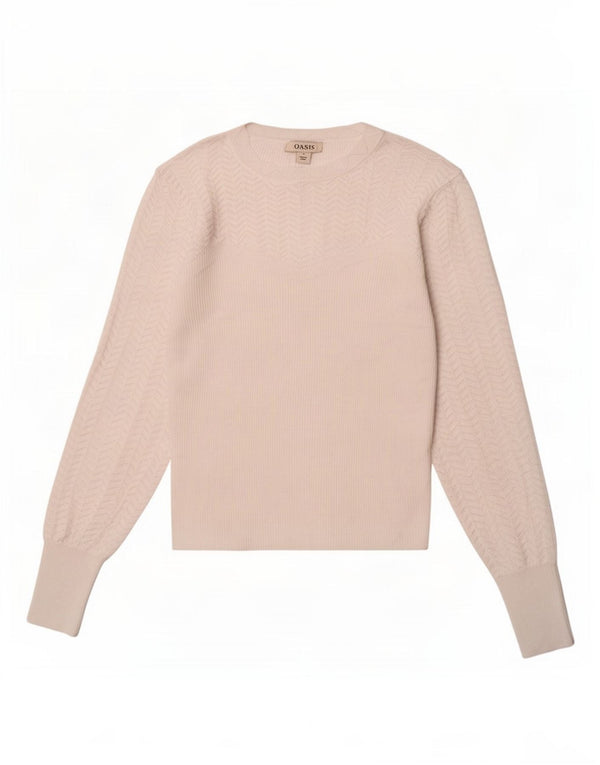 Oasis Womens Crew Neck Jumper Sweater UK 12 Medium White Polyester