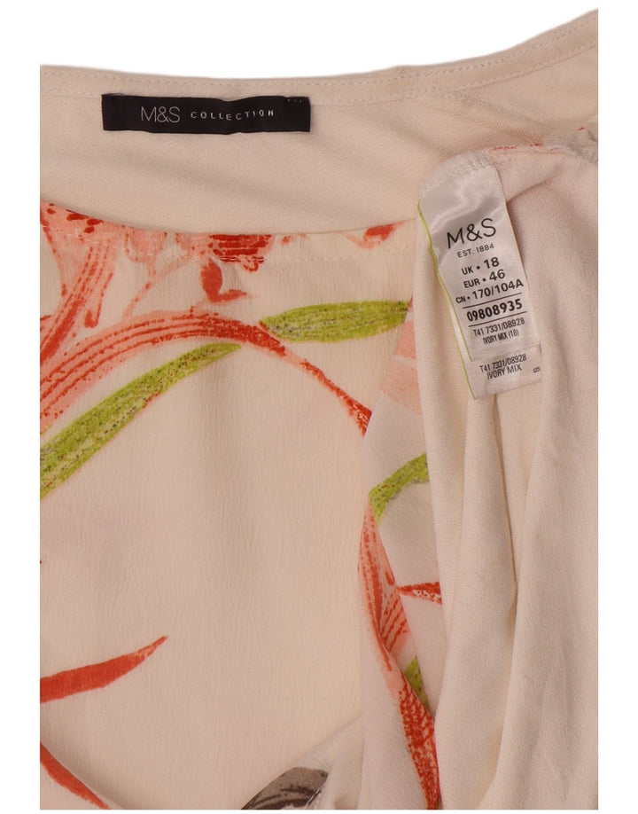 Blusa feminina Marks & Spencer UK 18 XL off white floral poliéster